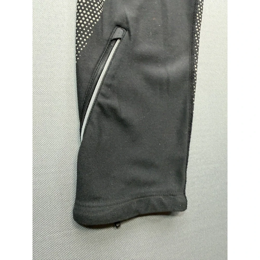 Nike Dri-FIT Running Tights Black Reflective Dot Zip Ankle | Women's Medium